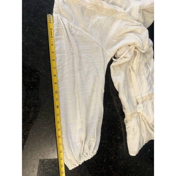 Free People Large Boho Cream Lace Tunic Shift Dress Fairy Festival Swim Pockets - Picture 7 of 9